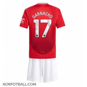 Billige Fotballdrakt Manchester United Alejandro Garnacho #17 Replika Hjemmedraktsett Barn 2024-25 Kortermet (med bukser)